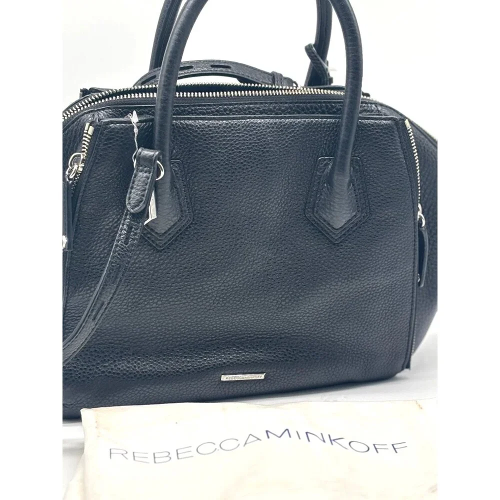 Rebecca Minkoff Textured Leather Mini Perry Satchel in Black